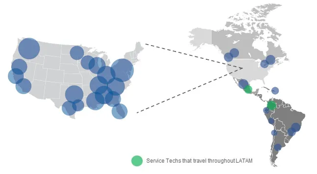 Service tech area map 2022